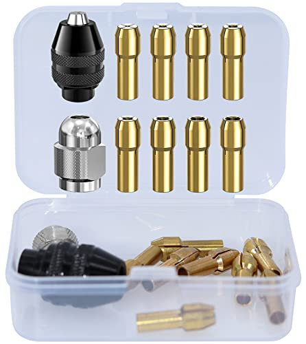AIMEKE Set Di Adattatori Per Mandrino Per Trapano - Mandrino Per Trapano Dremel 4486 Nero - Pinze Argento 4485 Per Dremel - Dado A Pinza In Ottone Per Dremel 4000, Trio E Altro, con Scatola
