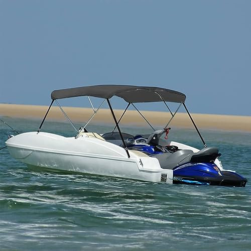 3-Bow Bimini Top, JUNZAI Bimini Top Backen, Top Bootsverdeck, Boot Sonnenschutz, Sonnenverdeck Boot, Sonnensegel Boot, Anthrazit 183x140x137 cm