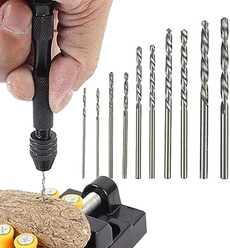 Taladro de mano con tornillo de banco, taladro de mano con taladro manual y brocas de joyería, taladro de mano ajustable y ergonómico para metal, madera, joyas, montaje Zorq