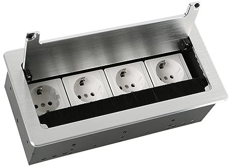 Enchufe Empotrable Con Tapa - 2-4 Enchufes de Mesa Ocultos Con Cubierta - Para Suelo, Encimera, Cocina, Oficina (4 AC)