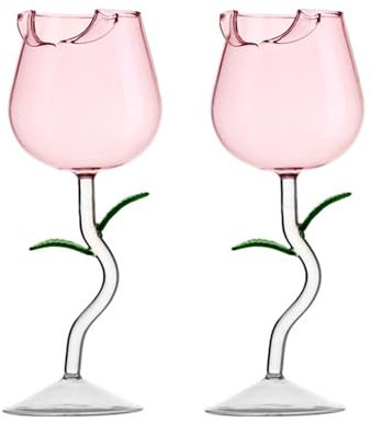 Copas de Vino Rosado Copa de Cóctel, Copa de Vino Tinto con Flores, Copas de Copa de Rosas Transparentes para Inauguración de la Casa, Celebraciones de Cumpleaños Y Bodas(#7)