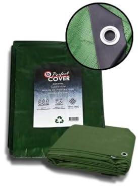 Cover Lona Impermeable 10x12m / 150g/m² - Lona de protección con Ojales - para Muebles de jardín, Piscina, Coche, Caravana, Resistente a los Rayos UV, Resistente a los desgarros (Verde)