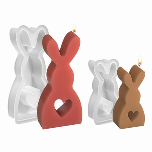 Lebartm 2Stück Oster Silikonform Gießformen DIY Kerze Herstellung Form Hase 3D Kerzenhalter für Aromatherapie Gips Seifen Wachs Harz Gießen Ornamente Ostergeschenke Hause Dekoration