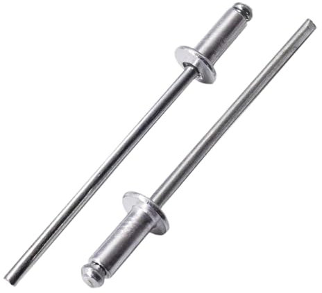 SKIR'CO (100 Stück) Aluminium Blindnieten 3,0 x 8 mm Stahldorn Popnieten Kuppelkopf DIN 7337 Nieten