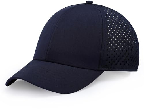 Herren Oversize XXL Baseball Cap Einstellbare Performance Snapback Hut Laser Perforierte Kappe Übergröße für Big Head, Netzstoff, schnell trocknend, Marineblau, XX-Large