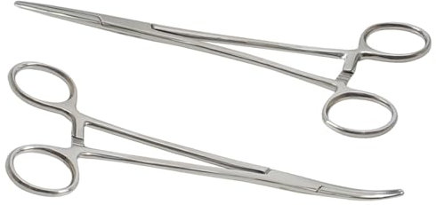Simsky 2 Pezzi Professionale Pinzette, Pinzette di Alta Qualità, Pinzette in Acciaio Inossidabile,Pinze per Piercing e Pinze per Rimozione Ganci in Acciaio Inossidabile, 12,5 cm, Teste Dritte e Curve