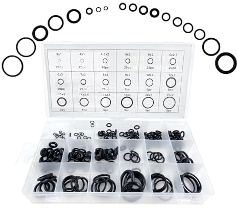 225 Stück O-Ring Dichtung Set - 18 Verschiedenen Größen Dichtungen Ringe Kit für Wasserhahn Sanitärwartung Auto Reparaturen und Hydraulische Maschinen (Schwarz)