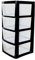 SIDSONS Large Plastic Rattan Style Storage Drawer (Black/Clear, 4 Tier)
