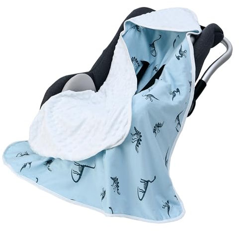 Baby Einschlagdecke für Babyschale 90x90cm Doppelseitig Baumwolle Baby Decke für Kinderwagen Buggy Autositz (Dinosaurier)