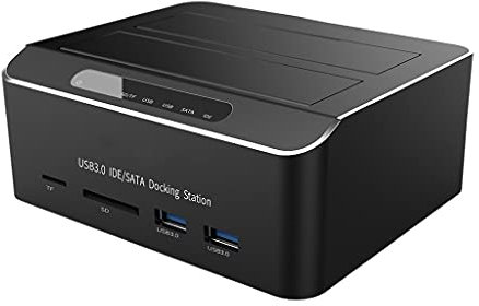 ZHCHAO Station d'accueil pour Disque Dur Externe 3.0 vers SATA IDE À Baie avec Lecteur De Carte À Hub À 2 Port , Disque Dur SATA/IDE 2,5/3,5 Pouces