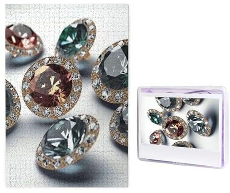 Gems Diamond Jewelry Jewels Luxury Jigsaw Puzzles 1000 Pieces Wooden Puzzle Personalized Photo Puzzle For Adults Picture Puzzle Custom Puzzle Wedding Puzzle For Birthday Valentines Day Anniversary