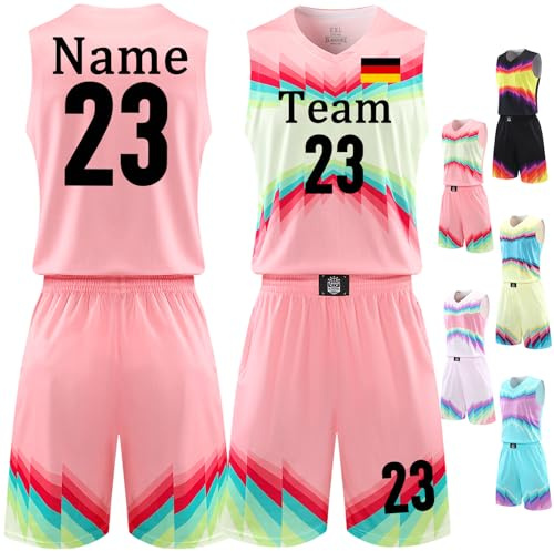 BROKANER Benutzerdefinierte Basketball Trikot Tshirt und Shorts Kinder Herren Personalisiert Basketball Jersey Basketball ärmellose Anzug Basketball Sportbekleidung