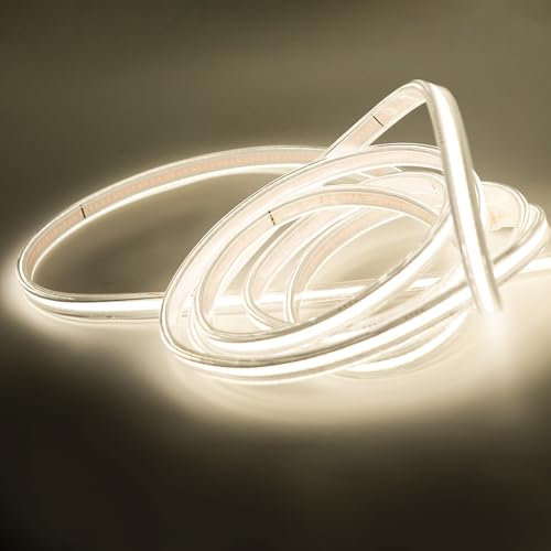pcning Tiras LED COB 2M 220V Blanco 4000K con Enchufe sin Transformador IP67 Waterproof, Barra de Luz LED 220V Techo 2 Metros (Blanco, 2M)