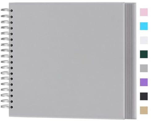 Miaikoe DIY Scrapbook Album 31.5x31.5 cm Hardcover Kraft Blank Paper Scrap Book with 40 Sheets Memory Book for Family Wedding Photography Anniversary (Grey)