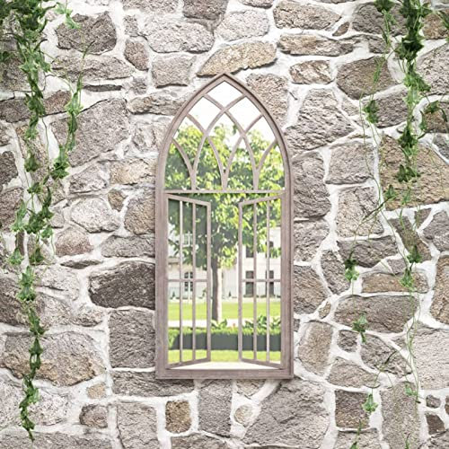qohoio Garden Mirror Sand 100x45 cm Iron for Outdoor Use,Over Door Mirror,Wall Mounted Mirror Door Hung Mirror for Bathroom/Bedroom/Wardrobe
