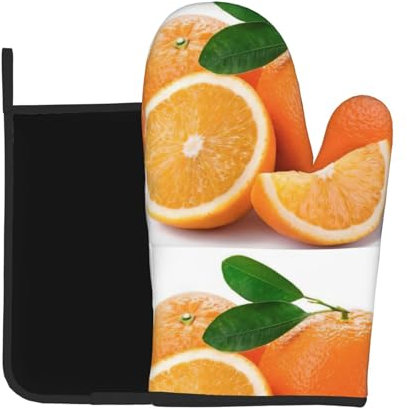 Presine e presine arancioni stampati, per cucinare o cuocere al forno