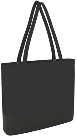 IMFAA Plain 10oz Strong Large(50X40X12) Cm Reusable Grocery Shopping, Fashionable Two-Tone Bags for Crafts, DIY and Creative Designs Cotton Canvas Tote Bag. (Black With Zip, Pack-1)