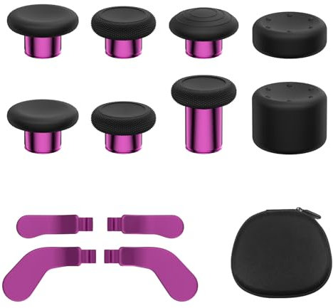 KD.FLY 13-in-1 Metal Thumbsticks Replacement Kits for Xbox Elite Series 2 – Includes Magnetic Joysticks, Paddles, Silicone Caps, Storage Bag, Black&Rose