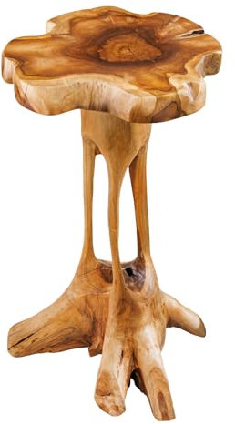 Riess Ambiente Massivholz Beistelltisch Root - 70cm - Natur Teak aus Wurzelholz - im Stelzen Design Wohnzimmertisch