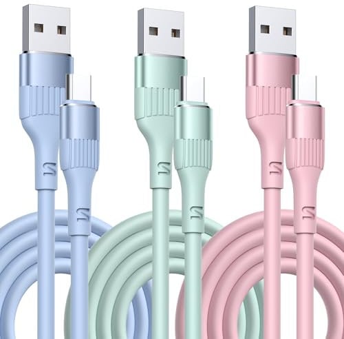 JJCALL USB A auf USB C Ladekabel (3Stück 1.8M) USB Type-C Schnellladekabel Carplay Kabel USB C Kompatibel für iPhone 16/15 Pro Samsung Galaxy S24/S23/S22/S21, Google Pixel 6/5