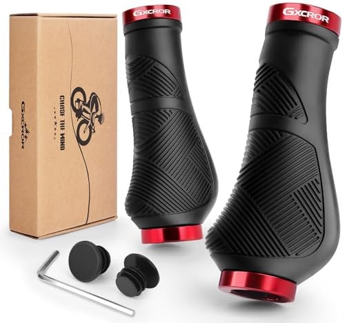 GXCROR Ergonomische Fahrradgriffe, rutschfeste Gummigriffe mit doppelter Verriegelung, universell 22.2 mm für Fahrräder/MTB/E-Bikes