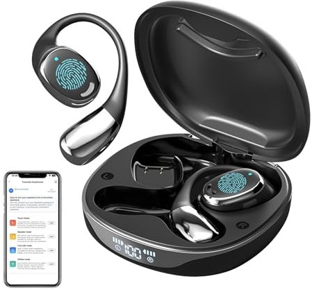 Auriculares Traductor en Tiempo Real, Auriculares de Traducción en Línea, AI Auriculares traductores de idiomas, Admite más de 144 Idiomas Diferentes, Ideales Para Viajes y Aprendizaje (Negro)