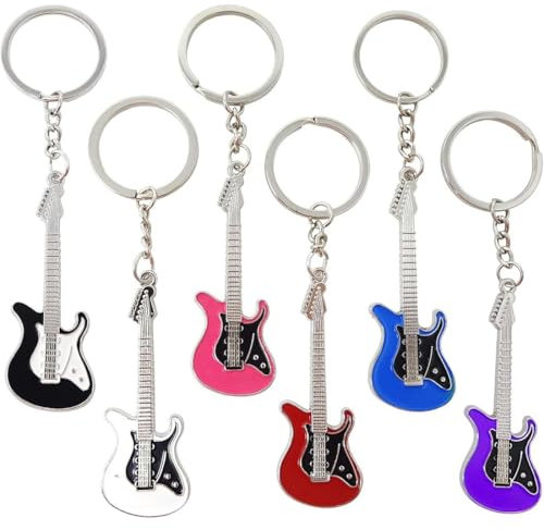 COYUN 6 Pcs Musikinstrument Schlüsselanhänger für musikalische Gastgeschenke Souvenirs Partydekorationen zum Thema Musik Werbegeschenke, Ukulele E-Gitarre Violine Klavier Saxophon Schlagzeug