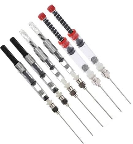 ZUNOXAZ 9pcs Fountain Pen Ink Converter and Absorber Compatible European Standard 3.4 and 2.6mm Fountain Pens Red Silver Black Silver Colors
