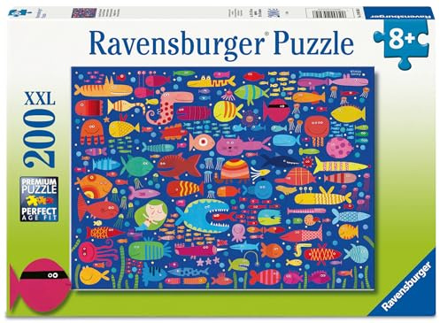 Ravensburger Funny Fish Friends 200 Piece Jigsaw Puzzle | Extra Large Pieces for Kids Age 8+ | Educational Ocean Puzzle Toy | Premium Quality for Children