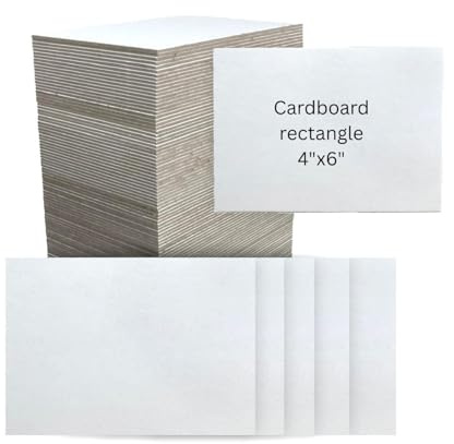 Premium White Cardboard Rectangles, 4x6 Inch, 1.5mm Thick Single-Sided, 50 Pack Chipboard Sheets ideal for drawing, painting, mounting, and various applications.