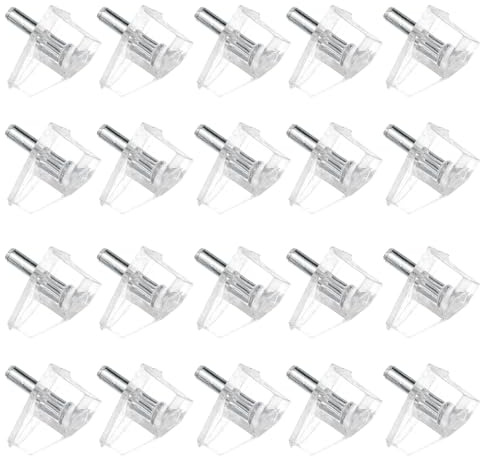HOLIDYOYO Supports D'étagère Transparents en Plastique 3 Mm 20 Pcs Certifié pour Placards et Meubles, Fixation sans Vis ni Clou, Adapté aux Armoires et Étagères Cuisine, Installation