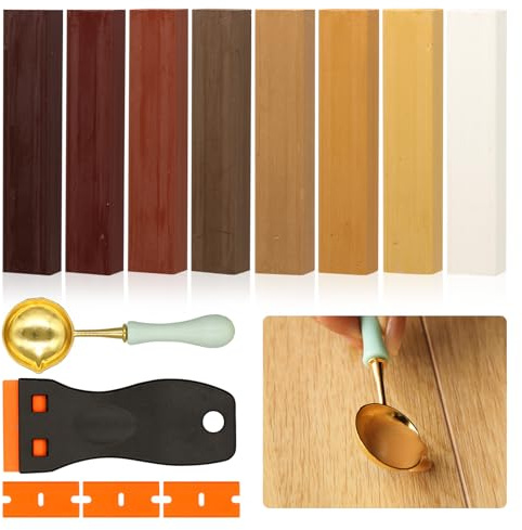 Pate a Bois 8 Couleurs Brun, Pate a Bois Rebouchage, Kit Reparation Parquet | Mastic Bois, Kit Reparation Carrelage, Parquet Stratifié, pour Trous, Rayures et Fissures sur Stratifié
