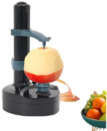 Pelapatate elettrico per frutta e verdura, regolabile in altezza, lama in acciaio inox, facile da pulire, pelapatate, pelapatate, pelapatate mele, 14 × 14 × 29 cm, nero