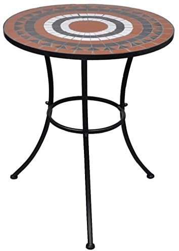 Solivagant Table de Bistro Terre Cuite et Blanc 60 cm Mosaïque,(16 KG)