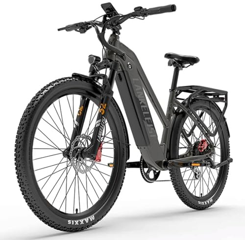 LANKELEISI MX600 Pro E-Bike Herren 27.5 Zoll Elektrofahrräder Ebike mit 960Wh 48V Akku, Reichweite bis zu 150KM, 7-Gang E-Mountainbike für Urban, Trail & Kies (Grau)