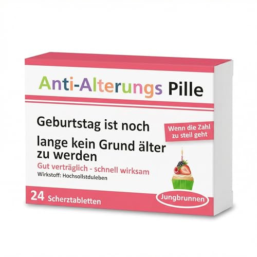 Witzige Scherzpillen als Geschenkidee | Lustige 'Medikamente' für Geburtstag, Rente, Idioten, Stress & mehr | Spaß-Geschenk für Freunde & Kollegen (22g) (Anti Alterungs Pille)