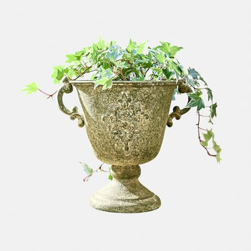 Loberon Ivyridge Anfora - Ferro dalla Patina autentica - Ideale per Fiori secchi e Come Decorazione, Verde Antico
