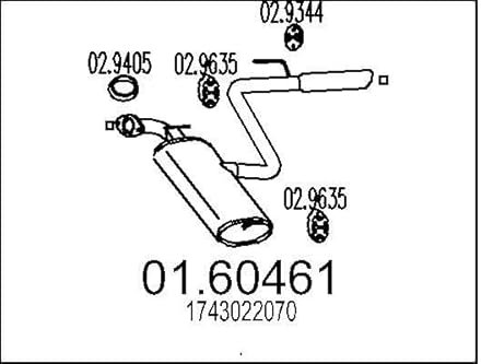 MTS 01.60461 Endschalldämpfer Endtopf 1015mm 9,5kg