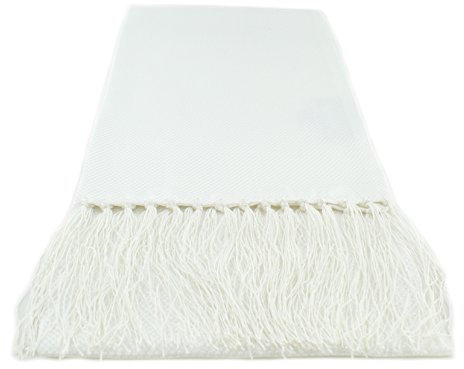 Michelsons of London Seide schmal engt Kleid-Schal in weiß