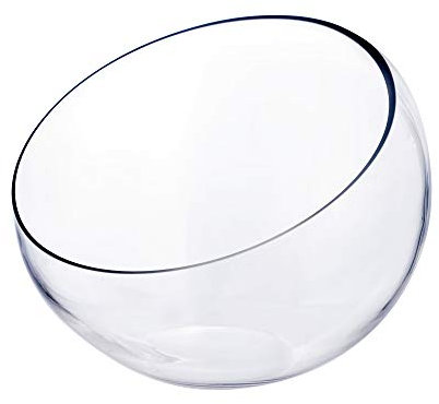 CYS EXCEL Glass Slant Cut Bubble Bowl (H-9 W-11) | Multiple Size Choices Slanted Globe Bowl Terrarium | Round Flower Vase Centerpiece