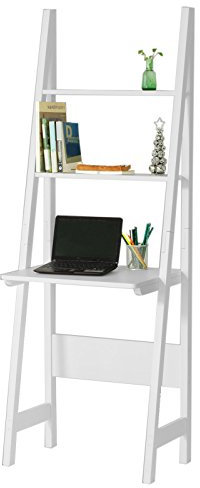 SoBuy® Mesa de Ordenador con Estante Integrado, Estanterias librerias,Estanterias de diseño,Blanco,FRG60-W,ES