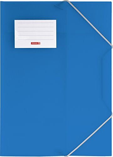 Baier & Schneider Brunnen 104160433 Sammelmappe FACT!pp (A4, transluzente PP-Folie, mit Gummizug, mit Namensschild) blau / azur