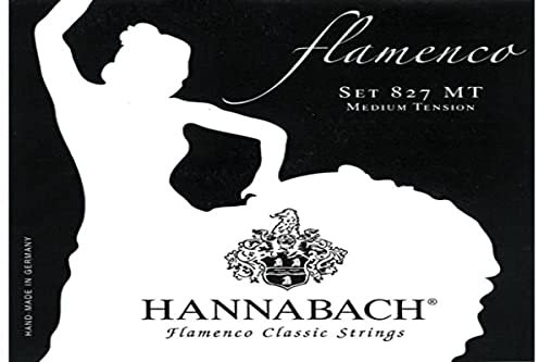Hannabach Cuerdas para guitarra clásica Flamenco serie 827 Medium Tension juego de 3 agudos Made in Germany - 8278MT