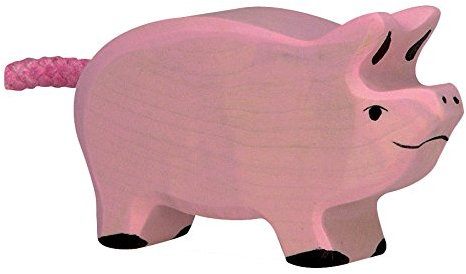 cama24com Ferkel Schwein Bauernhof Holzfigur Holzspielzeug von Holztiger mit Palandi® Sticker