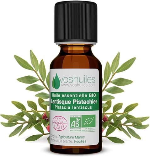 Voshuiles - Huile Essentielle Lentisque Pistachier Bio 5ml - Parfum Chaud - Réputée pour ses Vertus - Huiles Essentielles de Qualité - 100% Pure et Naturelle - HEBBD et Certifiée ECOCERT