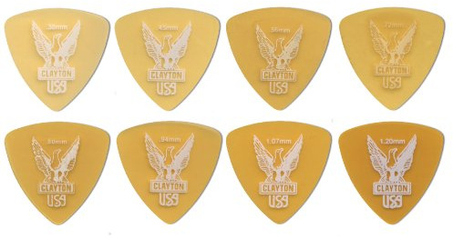 Clayton Picks – Ultem Gold Plektren – Abgerundetes Dreieck, 0,72 mm, 12 Stück (URT72/12) - Hochwertige Ultem Gitarrenplektren für brillanten Klang