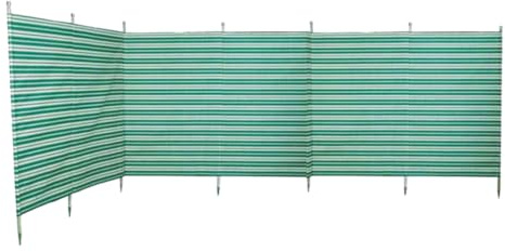 Blue Diamond 7 Pole Green Stripe Windbreak 5.4m with Awning Channel & Clips