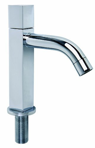Design Standventil Kaltwasserhahn eckig aus Massiv Messing verchromt