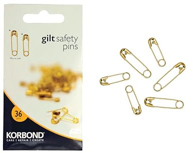 Korbond Safety Gilt-110192, Gold, 36 Pins-Gilt, Assorted Sizes