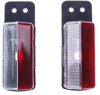WAMO 2 x Umrissleuchte rot weiß mit Gummipendel Bus Anhänger LKW Seitenmarkierung Markierung senkrechter Anbau